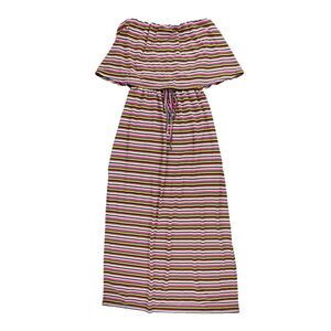 bar III Womens Off Shoulder Maxi Tiered Strapless Dress, sanzistripe, M